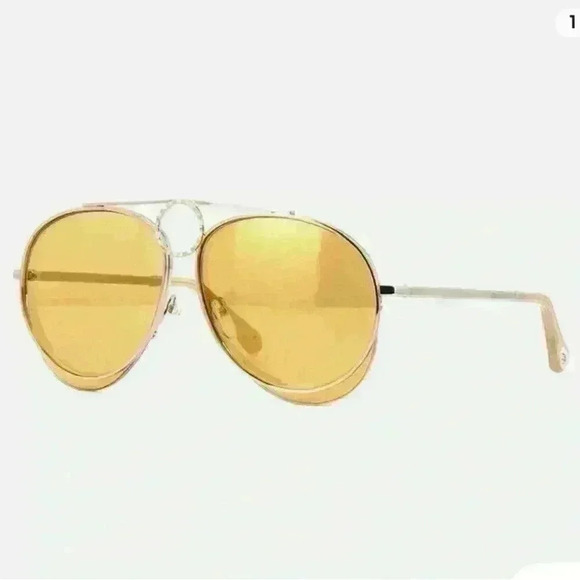 NWT CHLOE Womens CE144S 051 Yellow Copper Aviator Circle Sunglasses - Oversized. - Picture 2 of 9
